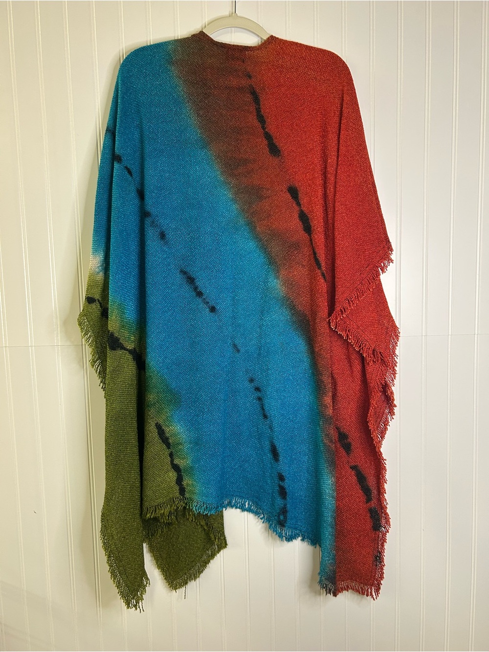 Dilemma NY Handpainted OS Art-to-wear Artsy Woven Poncho Boho One Size - Picture 4 of 6